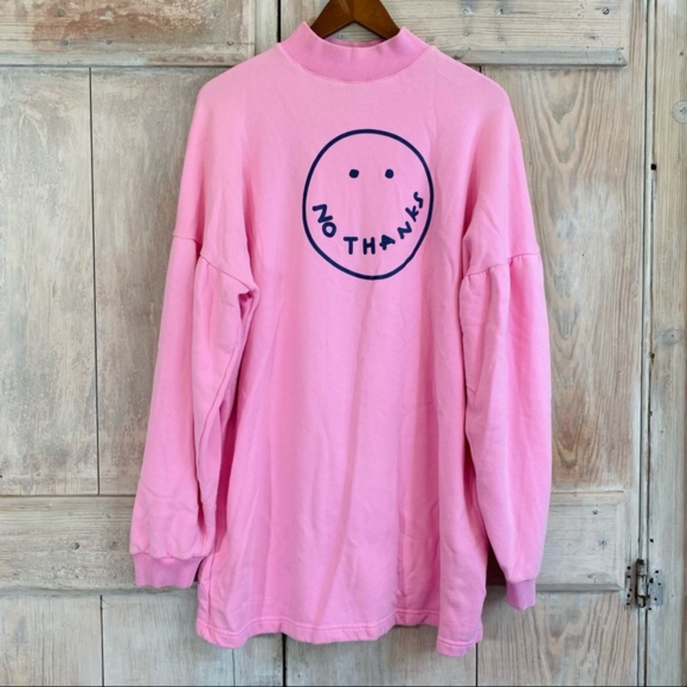 Lazy Oaf No Thanks Pink Oversized Sweater Dress OS